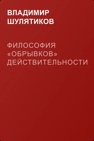 Философия «обрывков» действительности — обложка книги