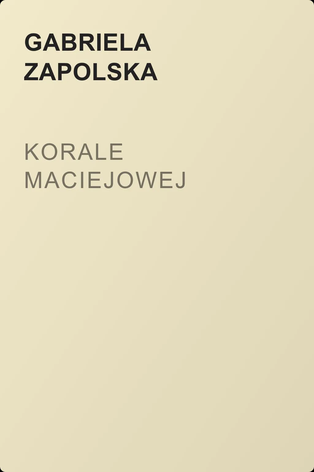 Korale Maciejowej — обложка книги