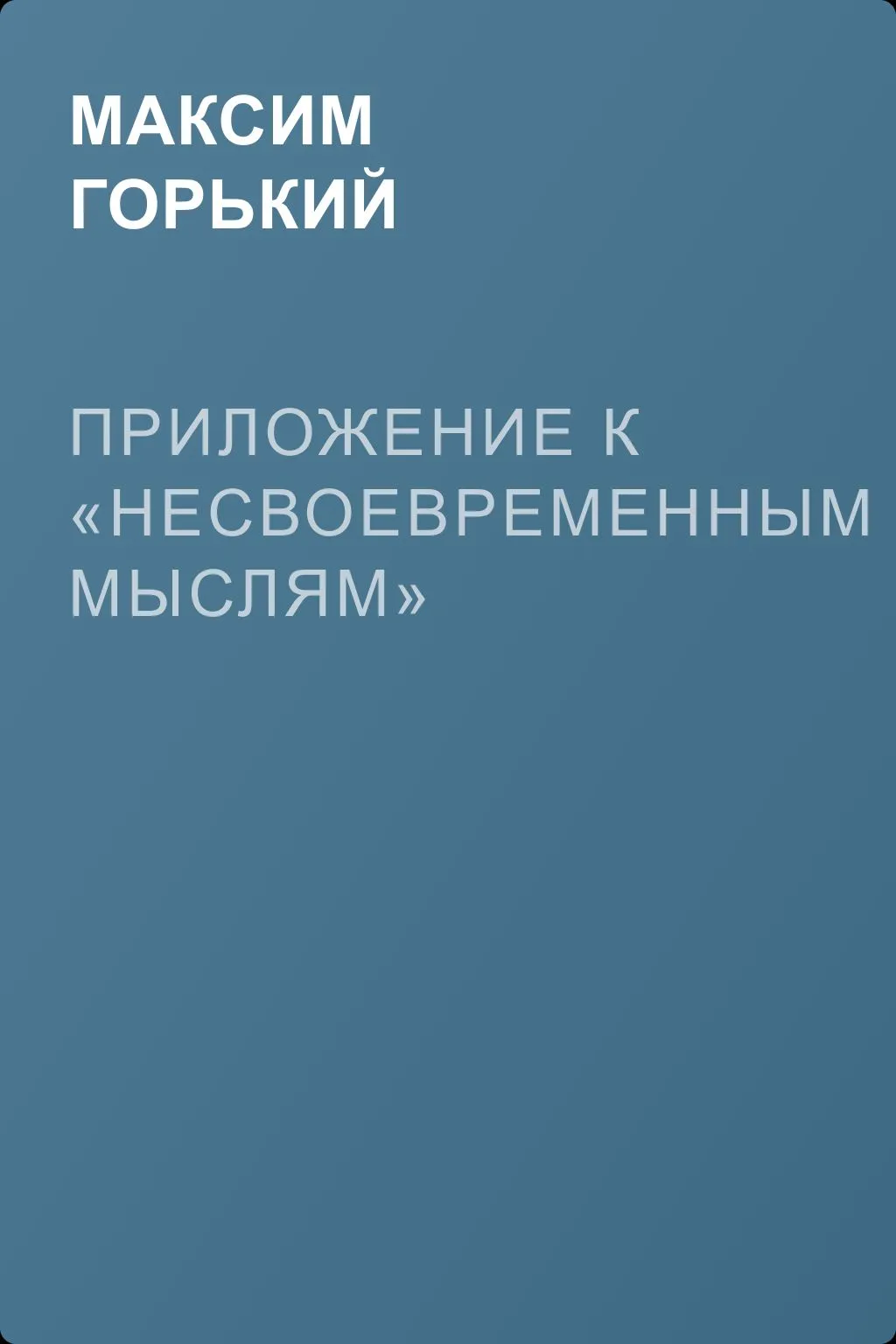 Приложение к «Несвоевременным мыслям» — обложка книги