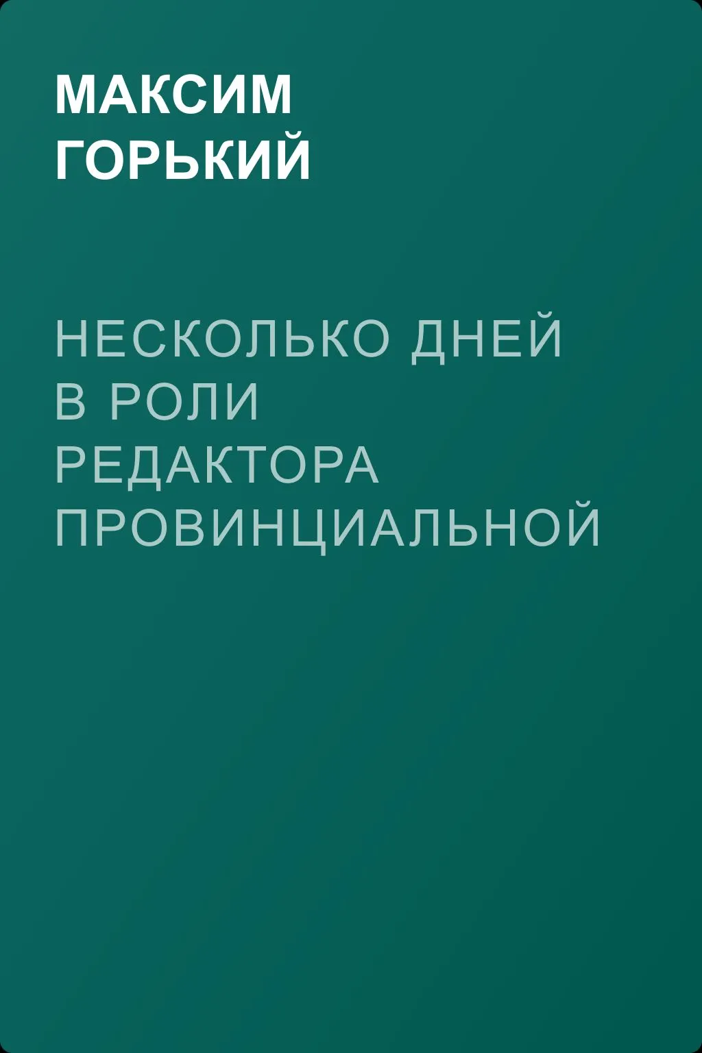 Несколько дней в роли редактора провинциальной газеты — обложка книги