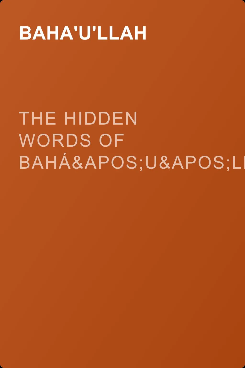 The Hidden Words of Bahá'u'lláh — обложка книги