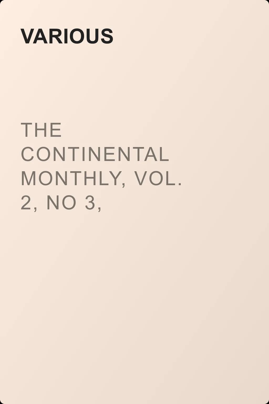 The Continental Monthly, Vol. 2, No 3,  September, 1862 — обложка книги