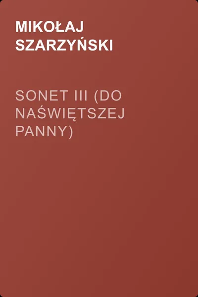Sonet III (Do Naświętszej Panny) — обложка книги