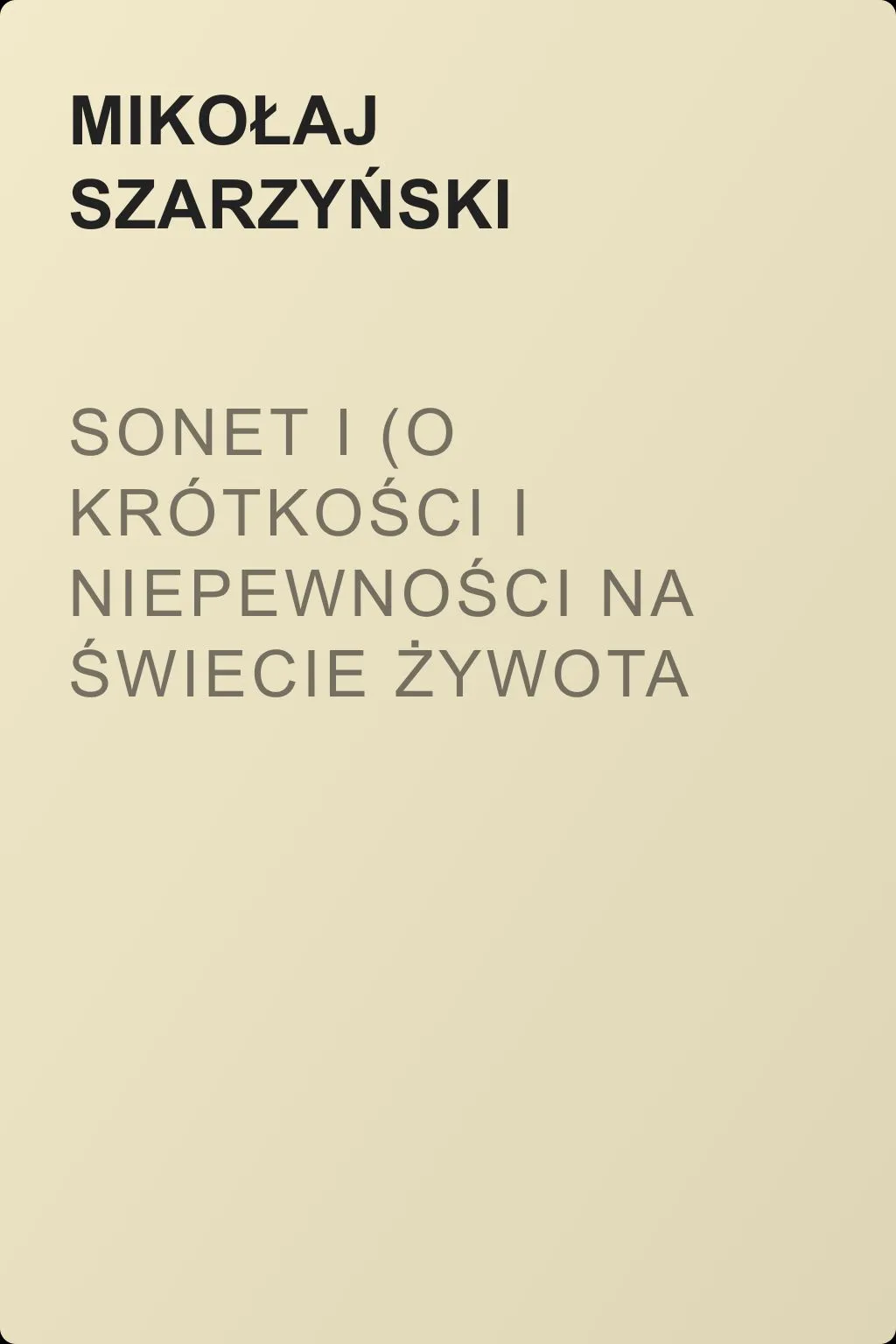 Sonet I (O krótkości i niepewności na świecie żywota człowieczego) — обложка книги
