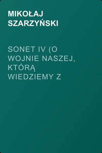 Sonet IV (O wojnie naszej, którą wiedziemy z szatanem, światem i ciałem) — обложка книги