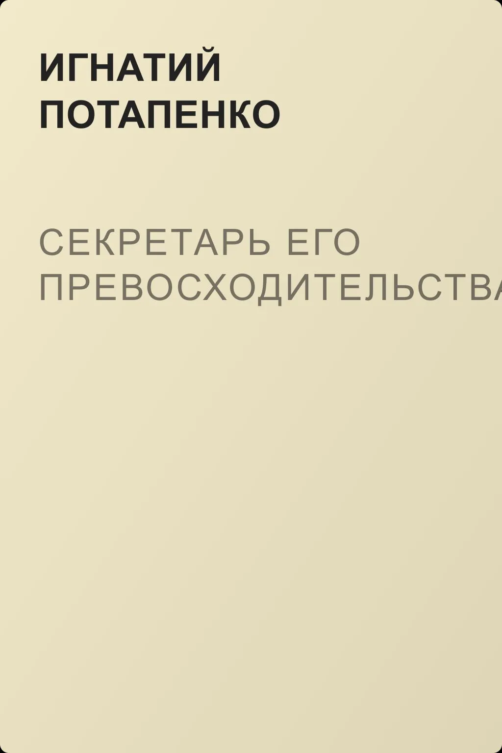 Секретарь его превосходительства — обложка книги