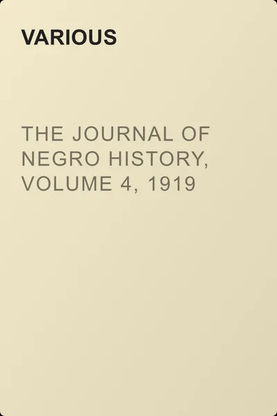 The Journal of Negro History, Volume 4, 1919 — обложка книги
