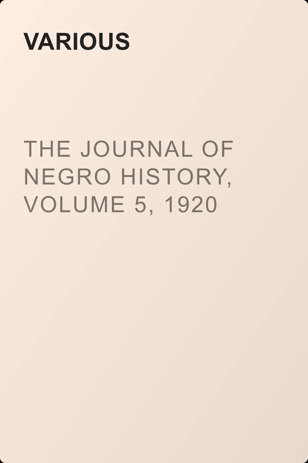 The Journal of Negro History, Volume 5, 1920 — обложка книги