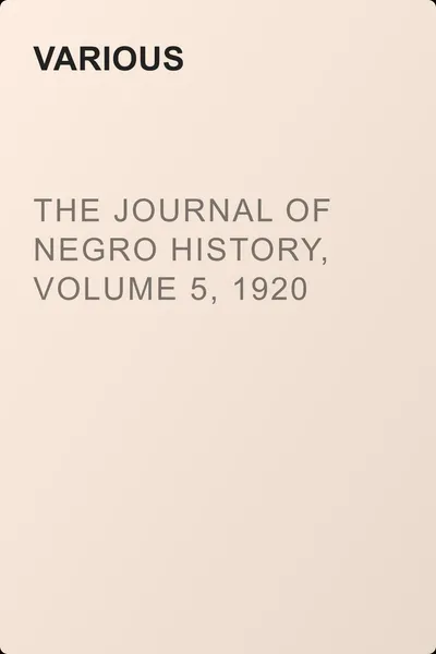 The Journal of Negro History, Volume 5, 1920 — обложка книги