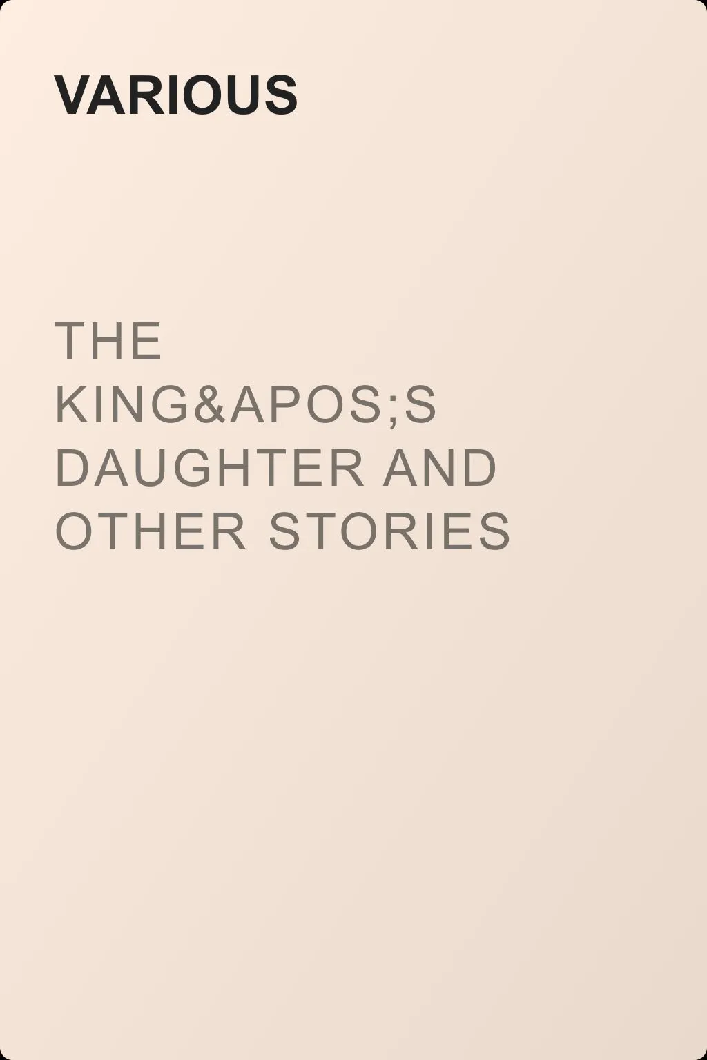 The King's Daughter and Other Stories for Girls — обложка книги
