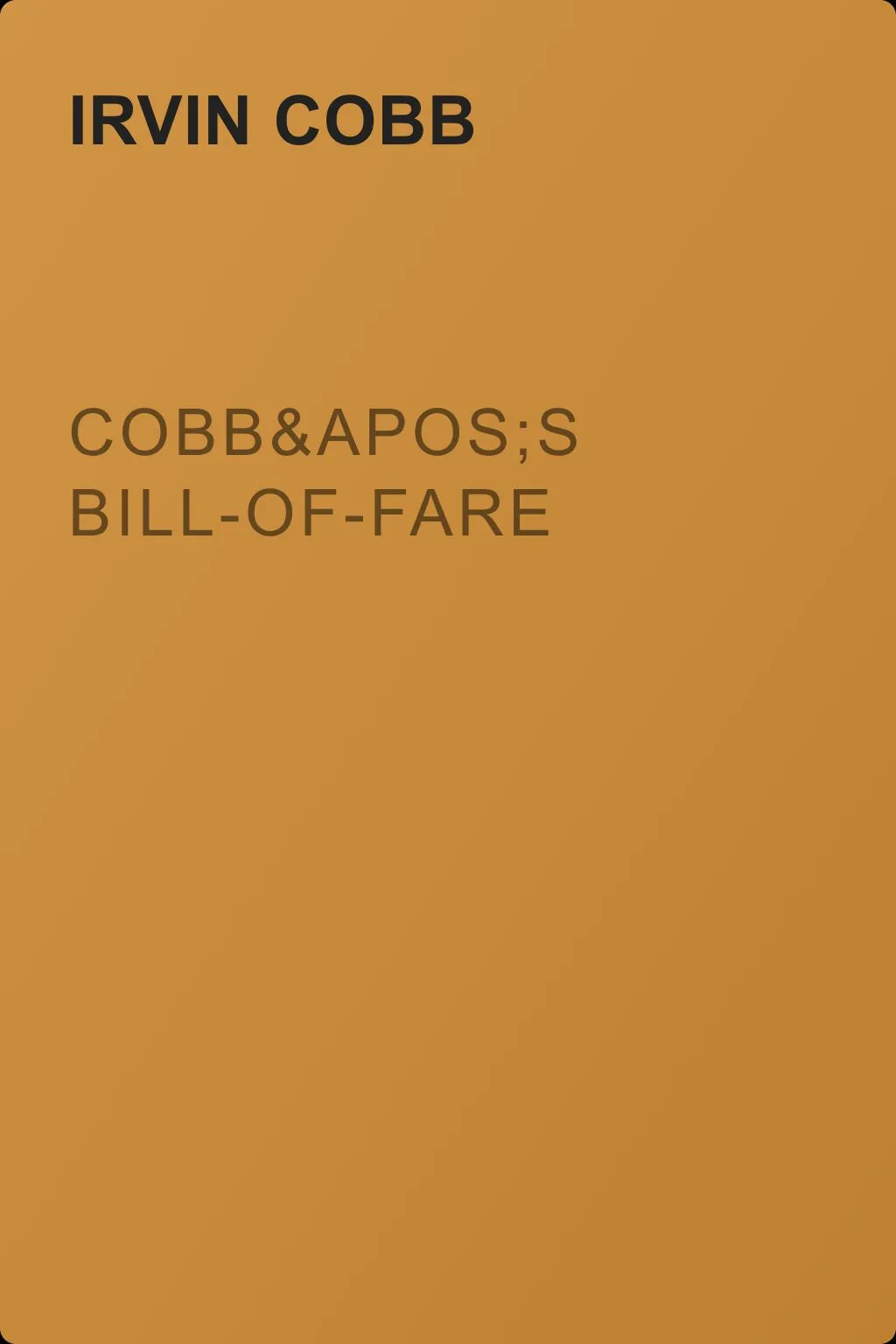 Cobb's Bill-of-Fare — обложка книги