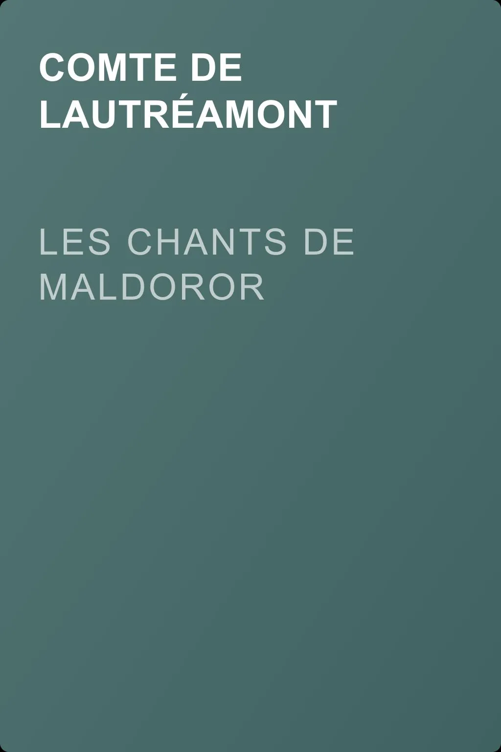 Les Chants de Maldoror — обложка книги