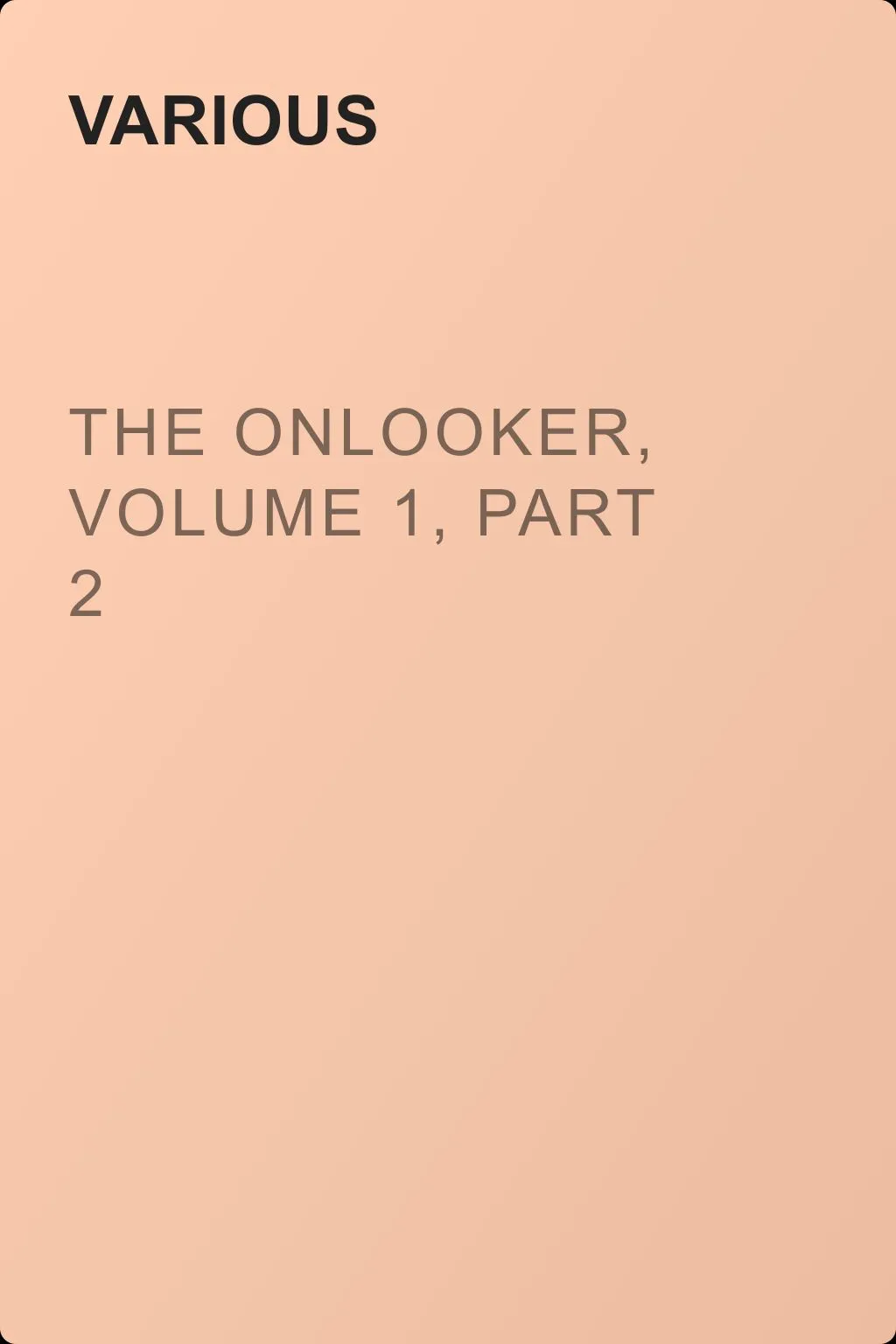 The Onlooker, Volume 1, Part 2 — обложка книги
