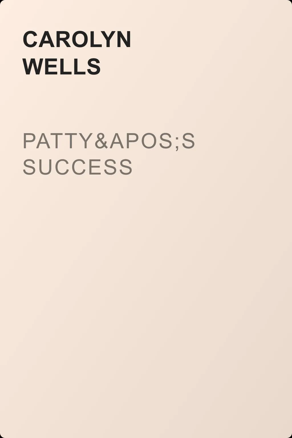 Patty's Success — обложка книги