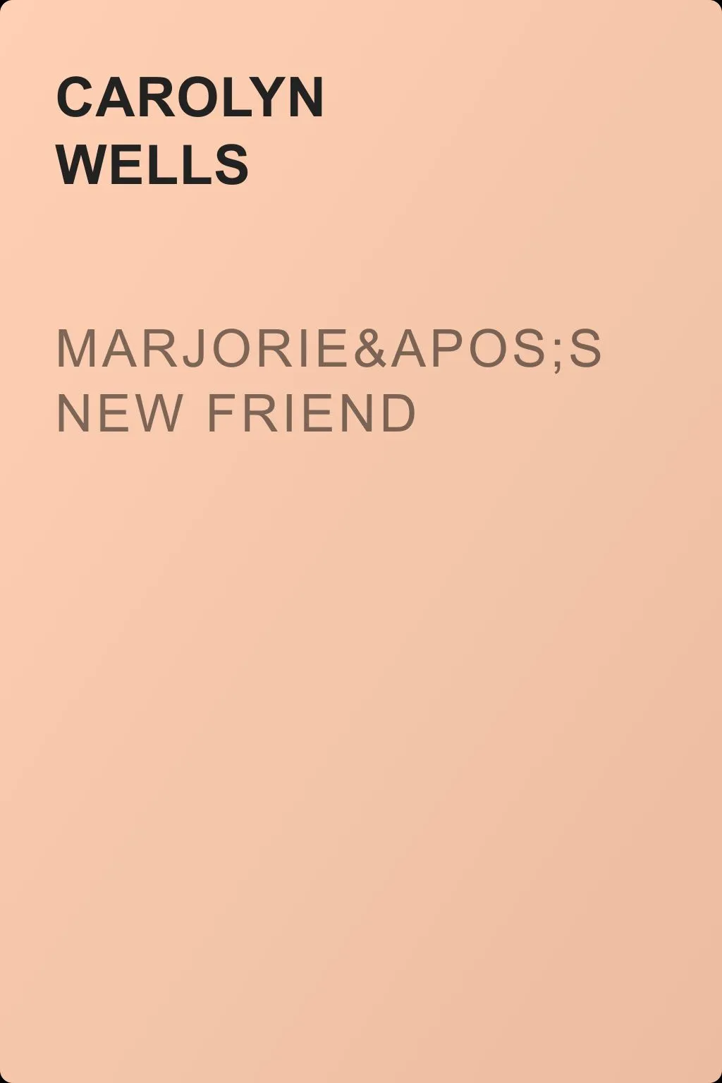 Marjorie's New Friend — обложка книги