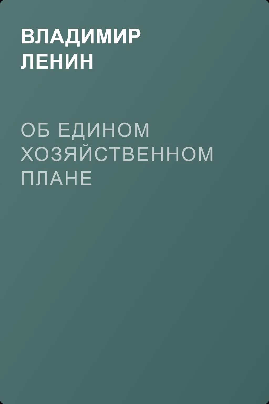 Об едином хозяйственном плане — обложка книги