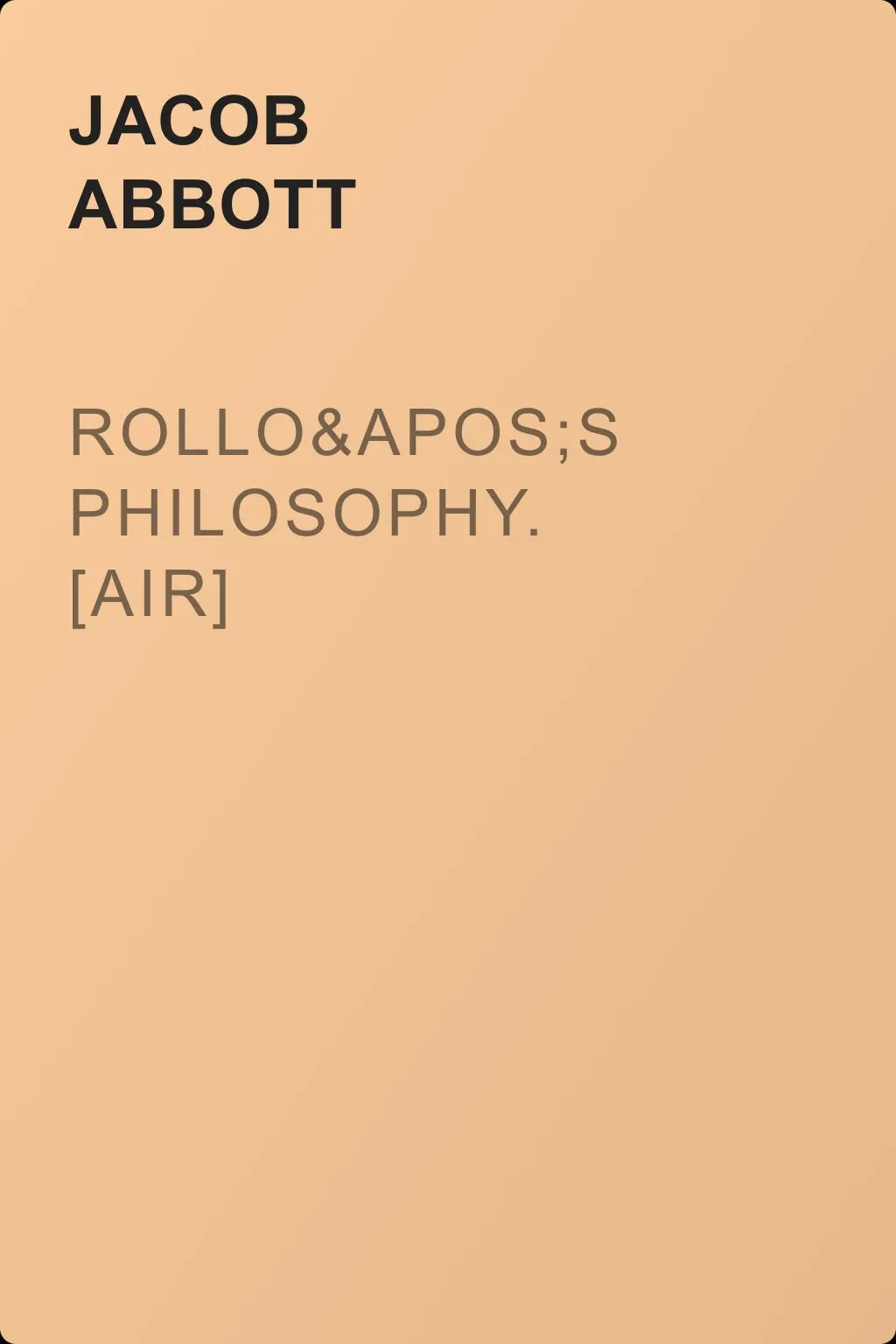 Rollo's Philosophy. [Air] — обложка книги