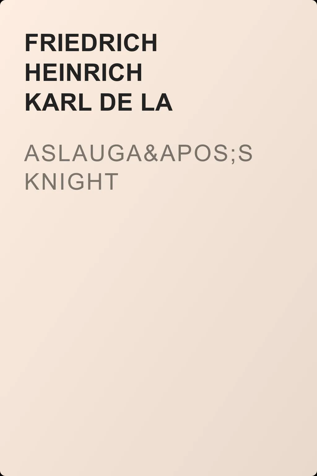 Aslauga's Knight — обложка книги