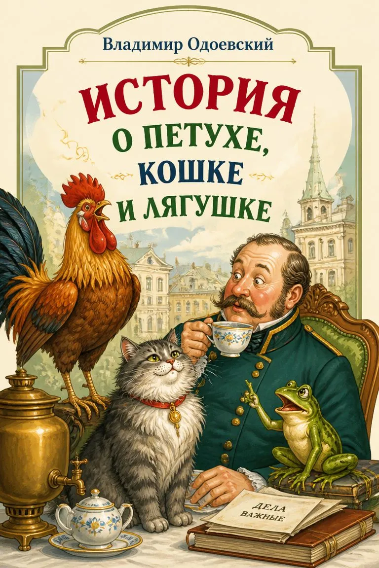 История о петухе, кошке и лягушке — обложка книги
