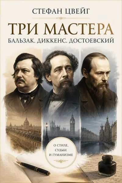 Три мастера. Бальзак. Диккенс. Достоевский — обложка книги