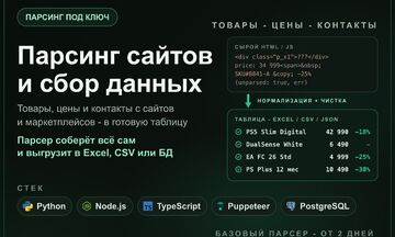 Парсинг сайтов и сбор данных под ключ