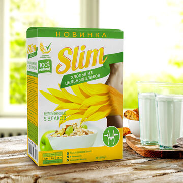 Разработка упаковки Slim Хлопья из цельных злаков