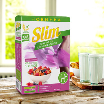 Разработка упаковки Slim Хлопья из цельных злаков