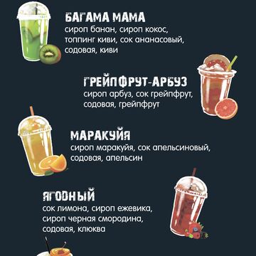 меню лимонадов