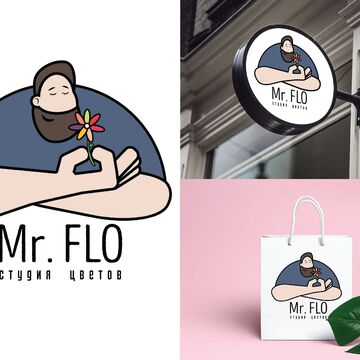 Проект логотипа для студии цветов "Mr. FLO"
