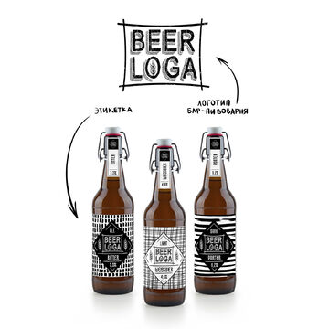 Логотип для бара-пивоварни "BEERLOGA" и серия этикеток