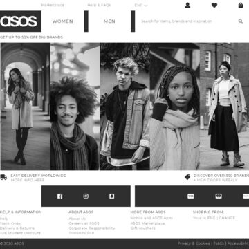 Редизайн магазина asos. Первый экран