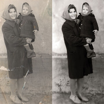 Реставрация старой фотографии. До и после.