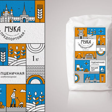 Дизайн упаковки для компании ПМК Мука Предпортовая