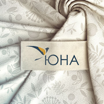 Логотип и паттерн для компании "ЮНА" - печать на ткани и пошив.