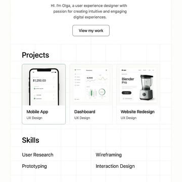 Landing: UX designer portfolio