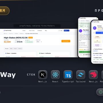 PropFirmWay - платформа для сравнения проп-трейдинговых фирм: каталог челленджей, рейтинги и отзывы трейдеров, AI-скрейпер, SEO