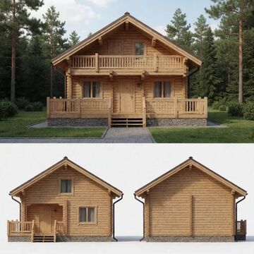 AI Architecture Concept / Концепт деревянного шале