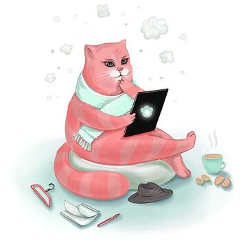 Котик с ноутбуком