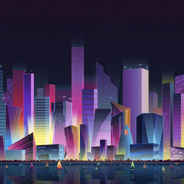 Векторная иллюстрация "Neon city"