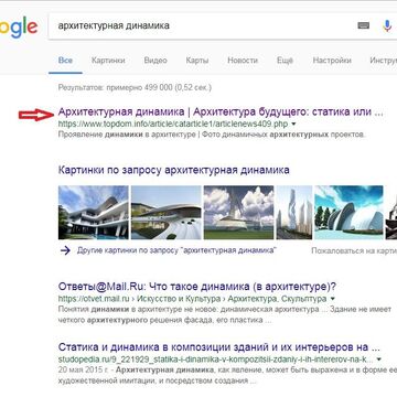 ТОП-1 Google. Статья "Архитектурная динамика"