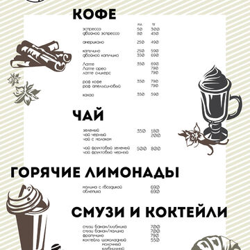 Прорисовка и верстка меню для кофейни