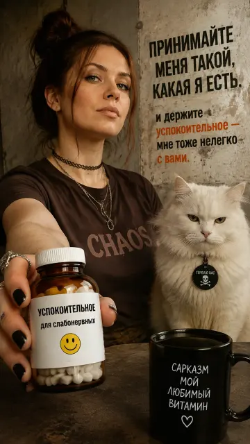 Девушка с успокоительным и котом