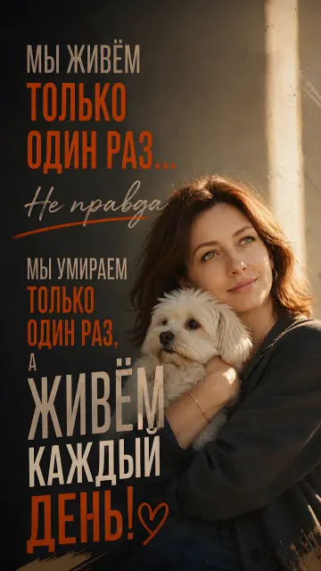 Постер с цитатой о жизни и питомцем