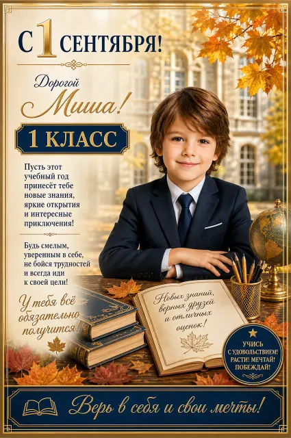 Постер к 1 сентября для первоклассника