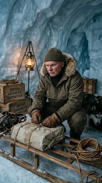 Исследователь в ледяной пещере