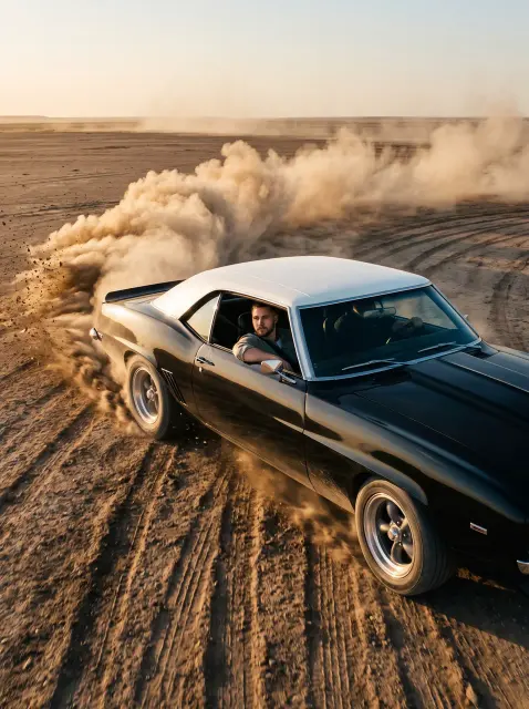 Chevrolet Camaro в дрифте по пустыне