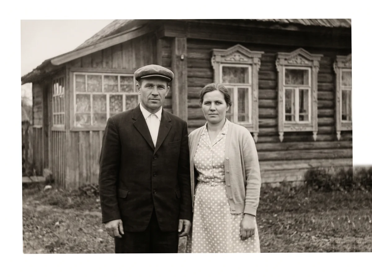 После Phota Enhance: царапины убраны, тон сепии, по краям белые поля