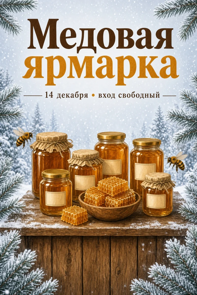 Зимняя версия афиши в Grok Image: снежный лес на фоне