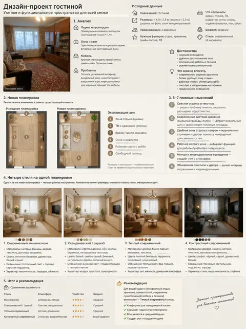 Дизайн-проект на основе фото комнаты