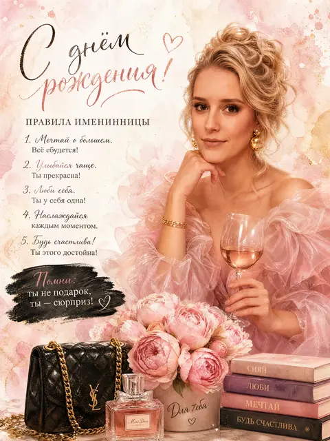 Открытка поздравительная "С днем рождения!"